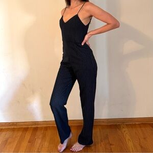 Anthropologie The Essential Jumpsuit Black and White Pinstripe Size 2